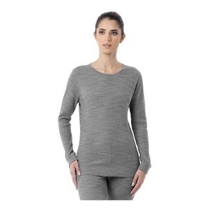 FRUIT of the LOOM Womens L (12-14) Eversoft Waffle Thermal Top • Grey